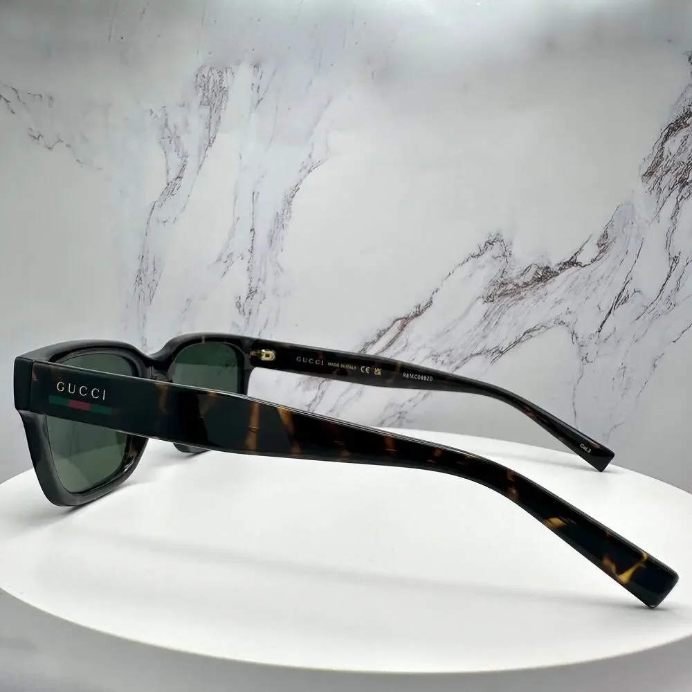 New GUCCI Sunglasses Brown Gold Red Green Web 55-20-145 mm Mens Square Gucci - Picture 14 of 16